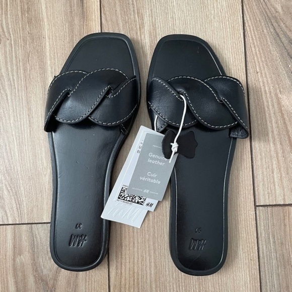 H&M Shoes - 2/$30 New H&M Premium Leather Braided Sandals in Black 6/37